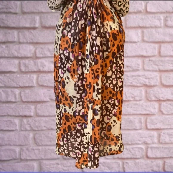 Cabi Multicolor Leopard Kimono Style Midi Dress - Picture 5 of 16